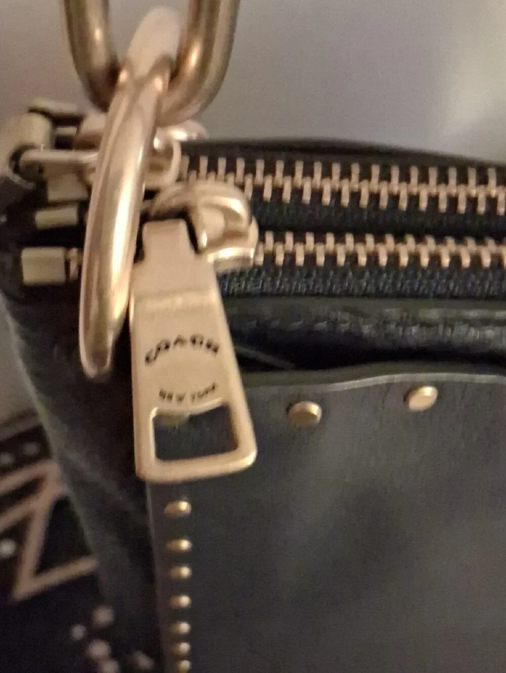 Coach Dreamer Navy Leather Shoulder Bag with Gold Hardware & Crossbody Strap